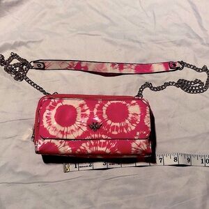 Pink&White Splat Patterned Crossbody Wallet Purse